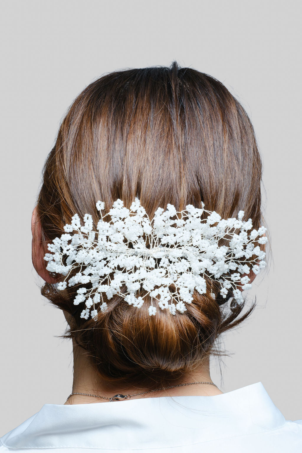 Tocado mediano en cristal mini blanco